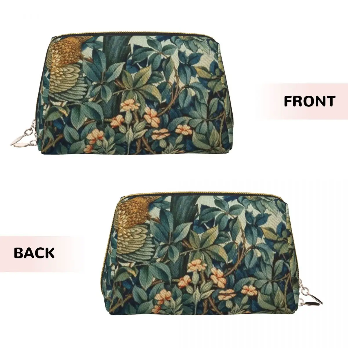 Fox Blue Green Floral Tapestry Women Cosmetic Bags Travel Makeup Organizer Pouch Toiletry Storage Dopp Kit Box