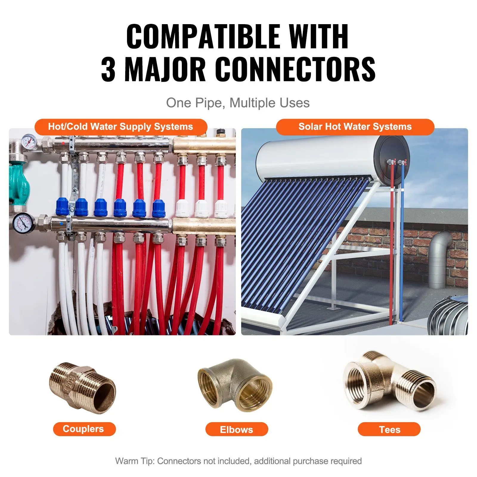 Tubo PEX da 1/2 pollice, 2 x 100 piedi di lunghezza Tubo flessibile PEX-A per acqua potabile, linee di acqua Pex per acqua calda/fredda e