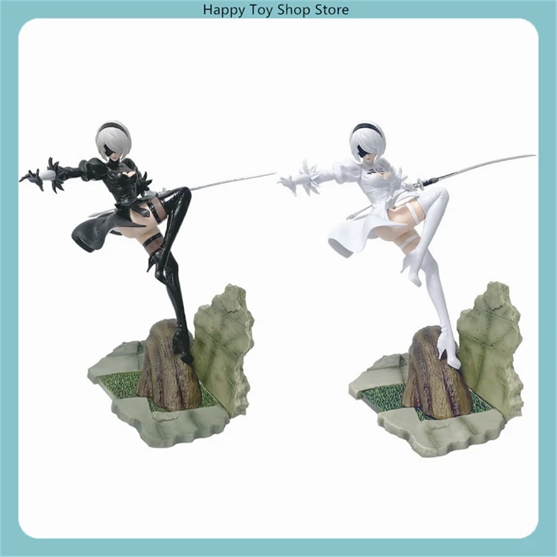24 سنتيمتر Nier: Automata 2b الموقف القتالي تحصيل بولي كلوريد الفينيل الشكل الميكانيكية Lifeform تمثال سطح المكتب الديكور للاعبين أنيمي نموذج #1
