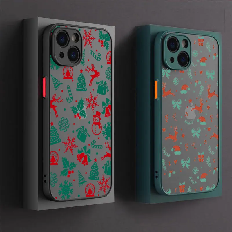 

Cute Christmas Theme Pattern Phone Case For iPhone 13 14 15 16 17 Pro Cover For iPhone 17 Air 11 13 Pro Max 12 16e 16 Plus Funda