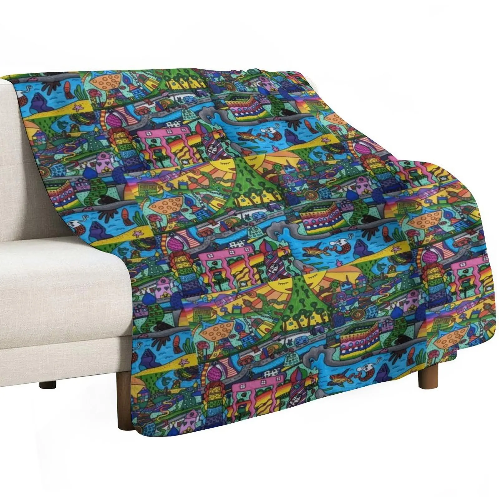 Rainbow Land Throw Blanket Fashion Sofas Baby Furry Stuffeds Hair Heavy Blankets
