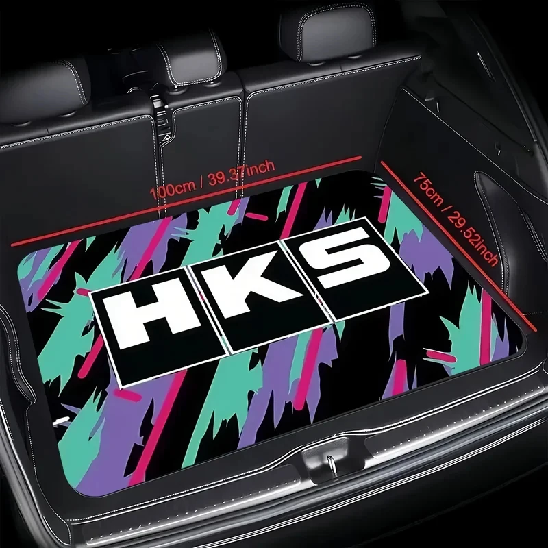 Graffiti HKS Printed Trunk Mat, All Weather Non-slip Waterproof Rug, Multi-purpose Floor Pad For Car Outdoor Home Decoration