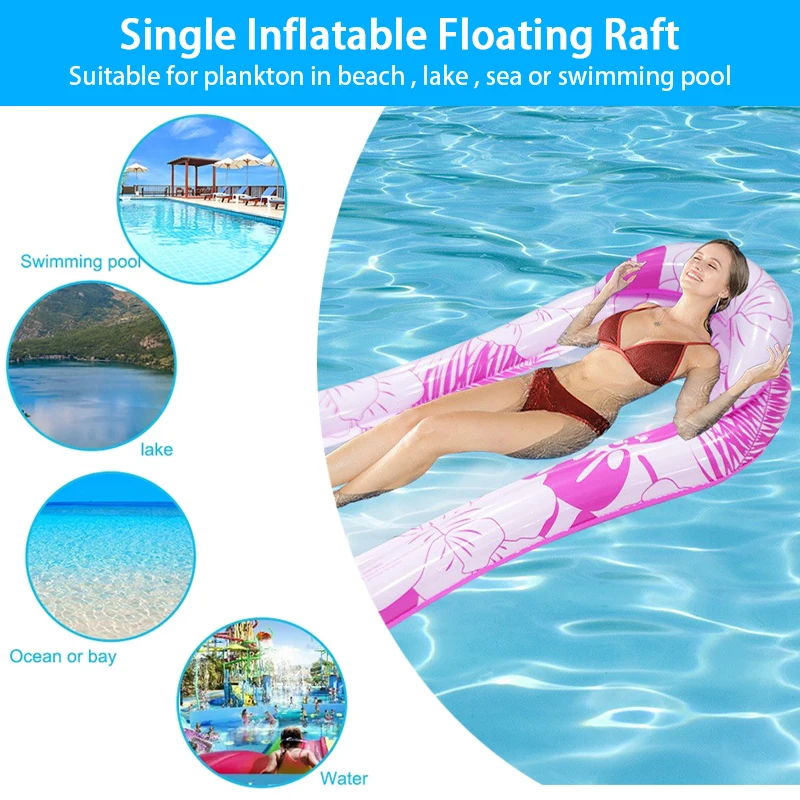 Outdoor Foldable  Inflatable Backrest Floating Bed Swimming Pool Hammock Sleeping Bed Water Sports Lounge Chair Beach Chair