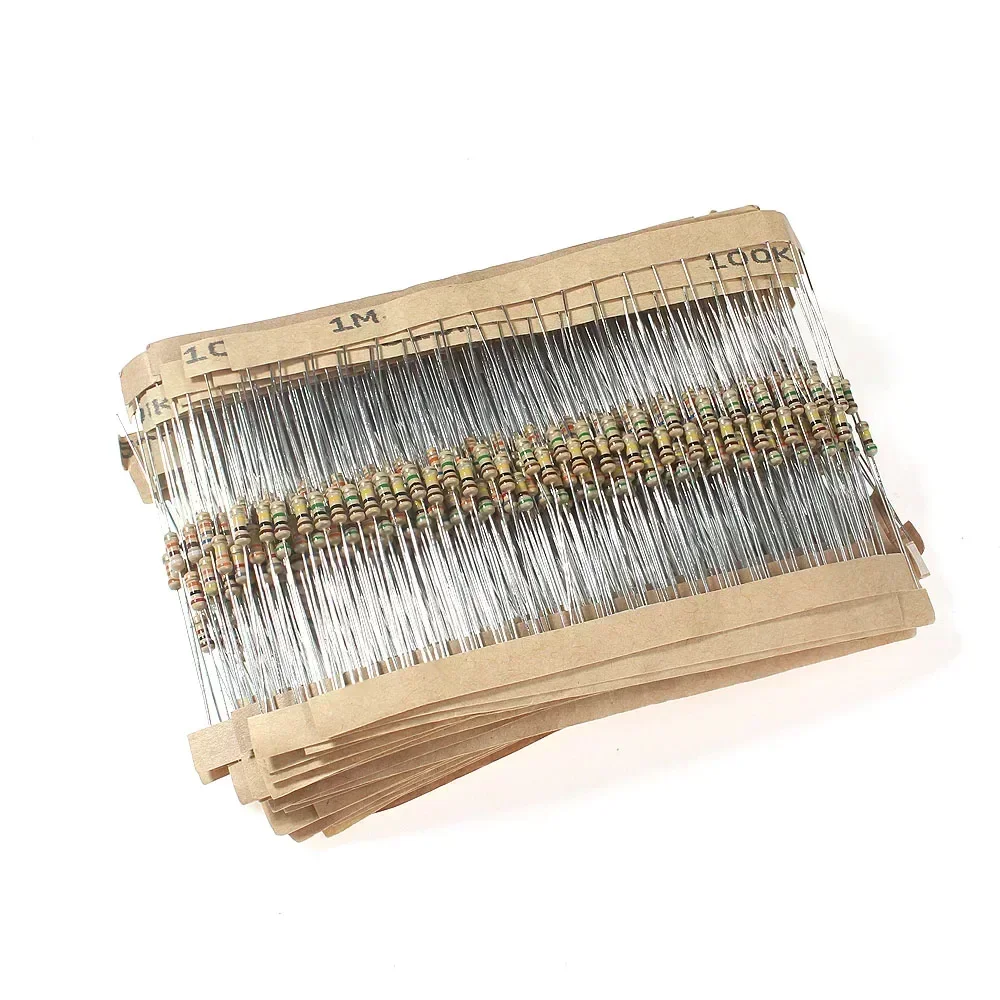 860/1000PCS 1/4W Carbon Film Resistor Kit 5% High Precision 0.25W Resistors Assorted Set 1R-1M 2.2R-2.2M Resistor Set