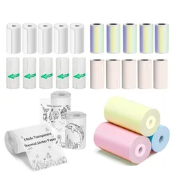 Thermal Printer Paper Adhesive 57X25mm Mini Printing Paper Rolls Printable Stickers White/Pink/Yellow/Blue/Transparent Stickers