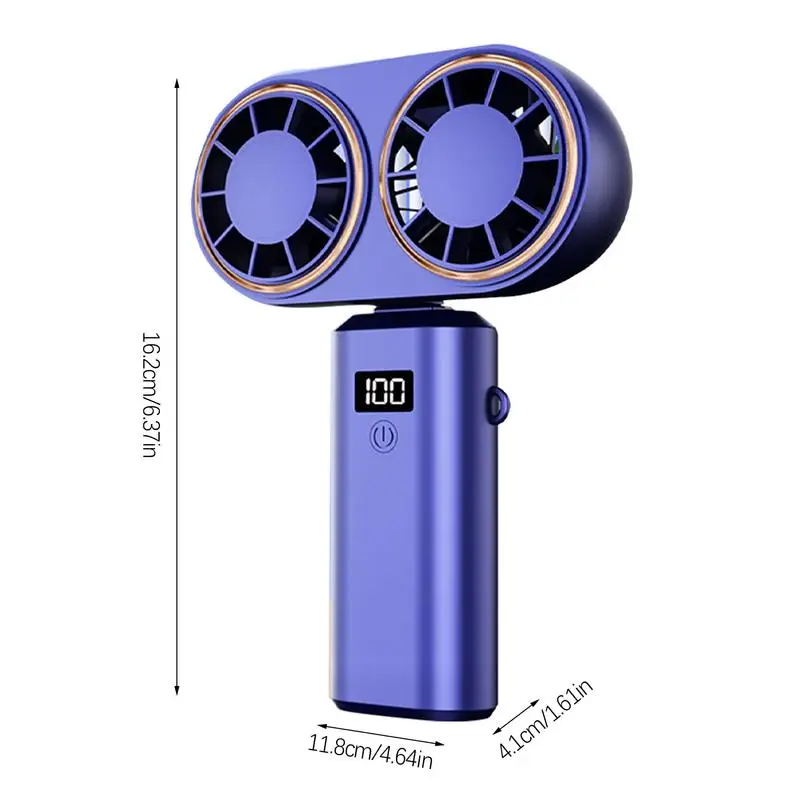 Rechargeable Mini Fan Dual Cooler Small Foldable Electric Fan Rechargeable Cooling Fan With Digital Display Personal Portable