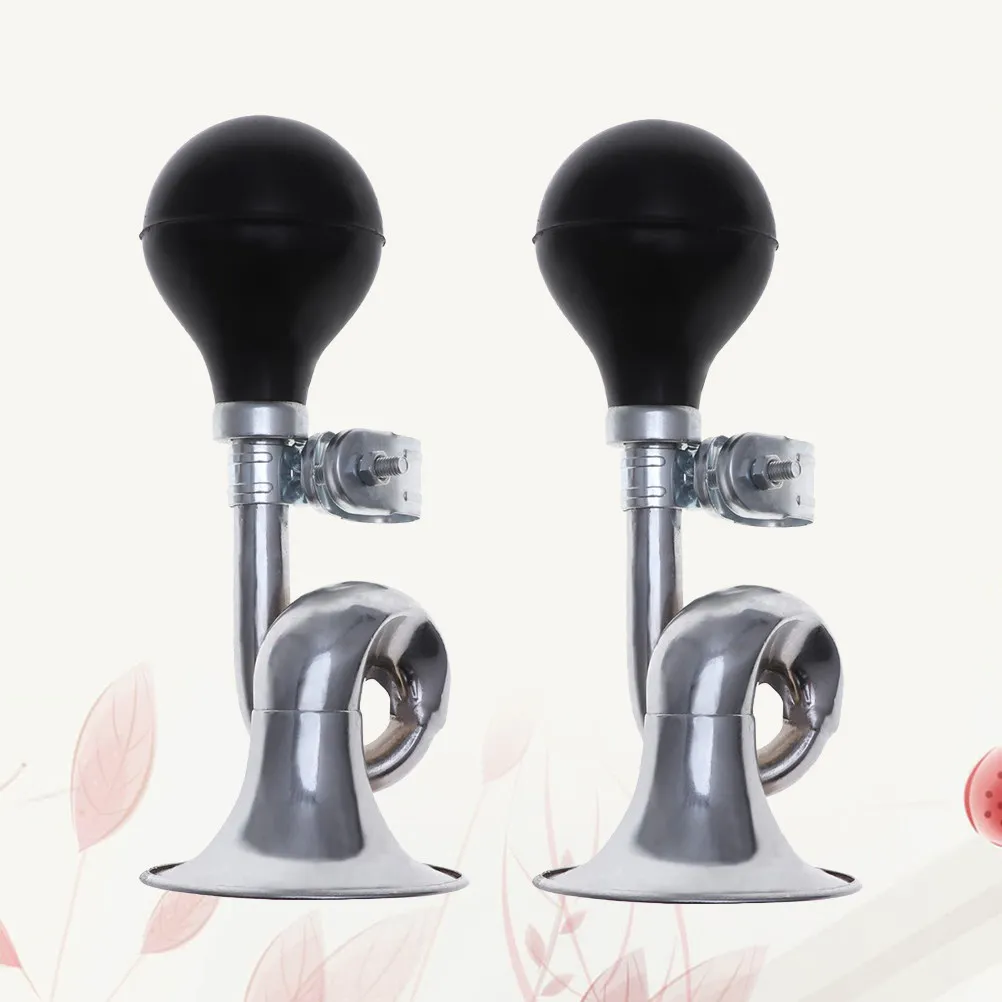 

2Pcs Bike Horn Loud Aluminum Alloy Air Horn for Handlebar Cycling Bell Rubber Bulb Loud Sound Safety Alarm for Bicycle Scooter