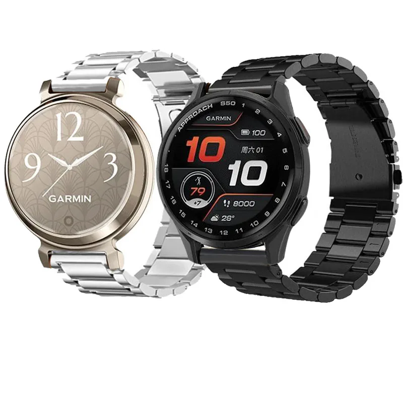 für Garmin Approach S50/Lily 2 Edelstahlarmband für Forerunner 165 265 255 158 245/Vivoactive 3 4 Venu SQ 2 Smart-Armband