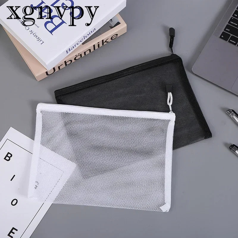 

Прозрачная нейлоновая Сетчатая Сумка xgnvpy для хранения косметики, школьная офисная сумка для файлов, органайзер на молнии, бумага для испытаний карандашей