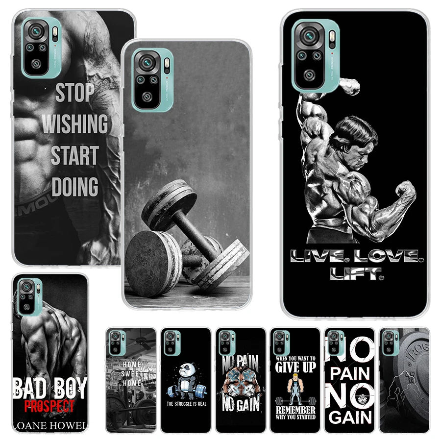 Bodybuilding Gym Fitness Muscle Print Soft Case for Xiaomi Redmi Note 12S 11S 12 11T 10S Phone Shell 9S 8T 11 10 9 8 11E Pro Plu