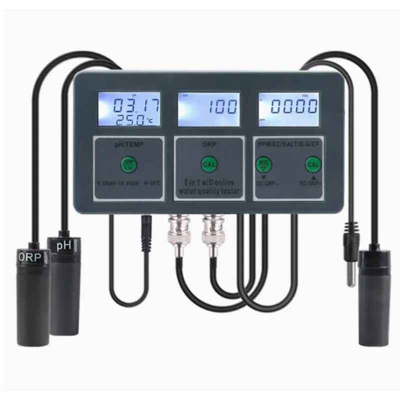 Wifi 8 IN 1 Salinity Ph Meter with Data Logger Function Landscaping, Hydroponic Plants