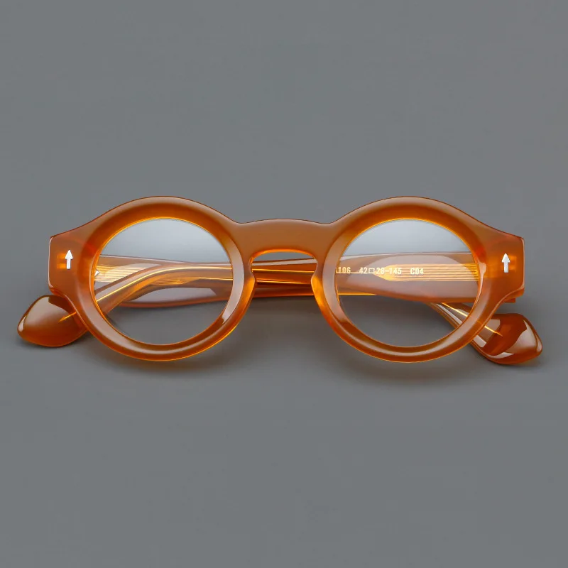 VCKA Runde Acetat-Myopie, Anti-Blau, Verfärben, Brille, Vintage-Stil, für Herren, verschreibungspflichtige Intensivierung, individuelle Optik, Brillen – 0,50 bis -10 – Detail 9
