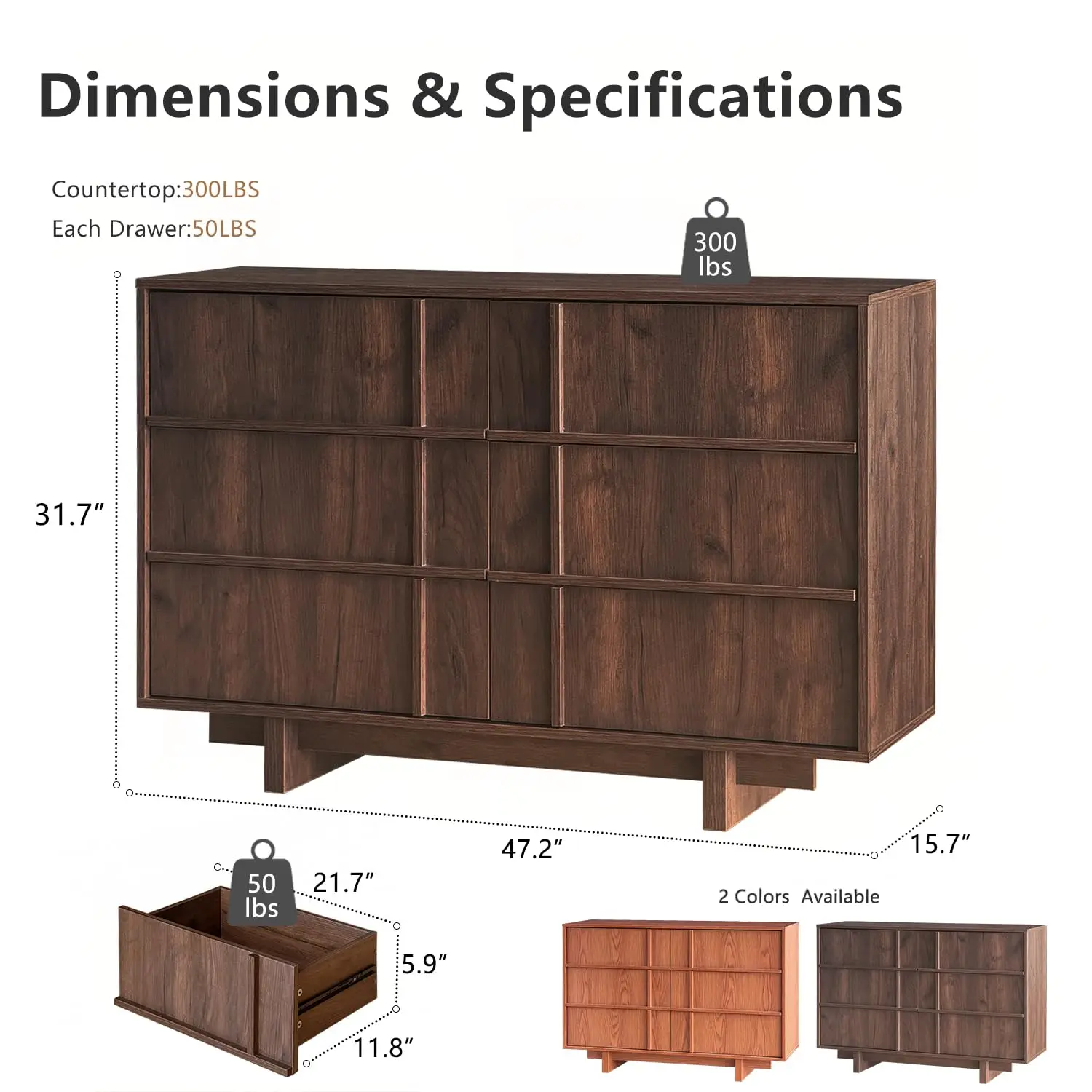 6 Drawer Dresser Skeleton Line Design Bedroom Furniture 47