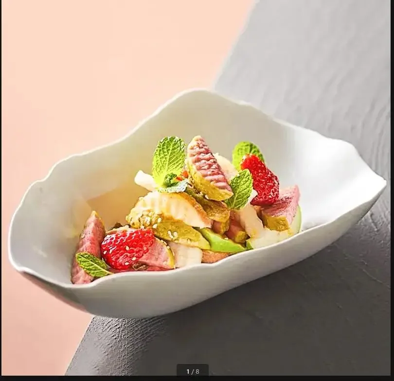 

Pure White Ceramic Plate Irregular Soup Plate Dinner Plates Feature Tableware Fruit Salad Bowl Dessert Bowl Dish Noodle Bowls