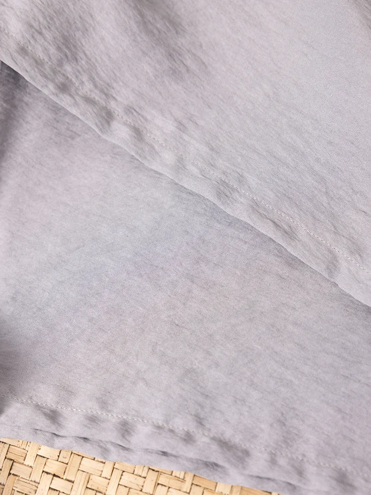 Women's Spring Fashion Clothing Grey Versatile Temperament 81.8% Natural Mulberry Silk Elastic Waist Casual Straight Pants