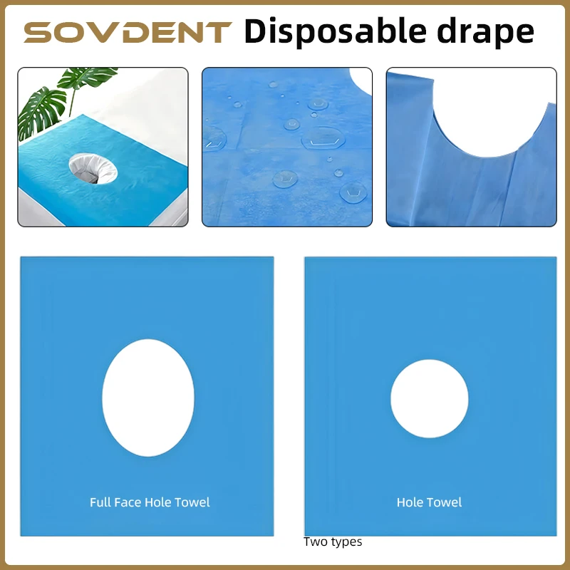 50Pcs Blue Disposable Nonwoven Surgical Hole Sterile Nonwoven Hole Covers Sheets Sterile Drape  for Medical & Dental Use
