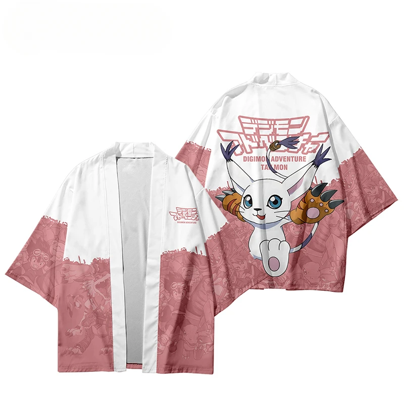 Anime Digimon Adventure Agumon Greymon Patamon Tailmon Palmon Cosplay Costumes Japanese Kimono Cardigan Shirt Haori Obi Clothes