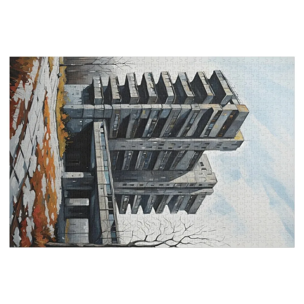 Brutalist architecture oil painting #0028 Jigsaw Puzzle Jigsaw Custom Custom Jigsaw Children Puzzle