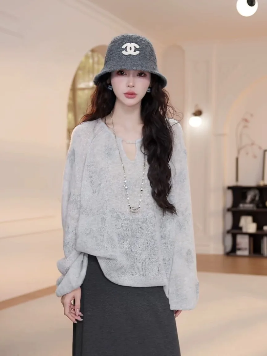 

Женский свитер Yanyan Early Autumn YY8477: универсальный, цветной, с вышивкой, вязаный, удлиненный, модный, повседневный...