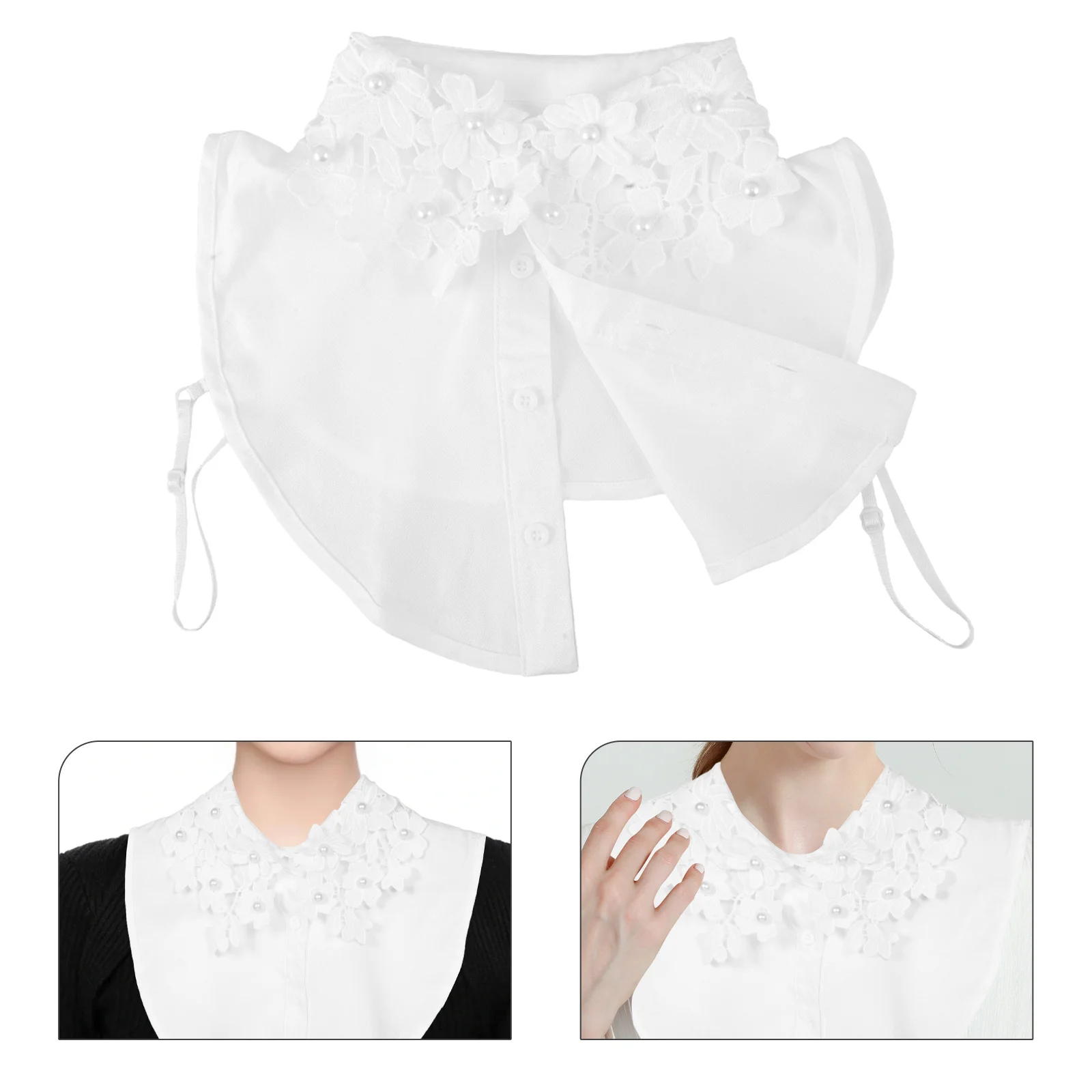 

Hollowout Lace Flower Embroidery Faux Collar Detachable Half Shirt Blouse Women Casual Daily Wear Stylish Layering Accessory