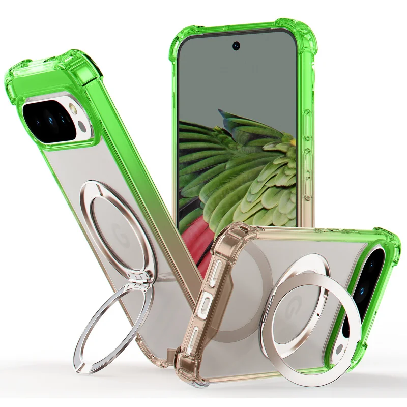 

Gradient Clear Shockproof Wireless Charging Stand 360 ° Rotating Customizable Phone Grip for Google Pixel 9/10 Pro/XL Mobile C