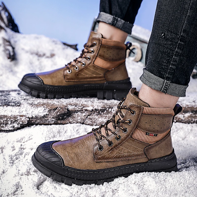 

Men Canvas Shoes High Top Ankle Boots Military Tactical Male Outudoor Boots Sneakers Men Casual Shoes Winter Warm Man Trekking