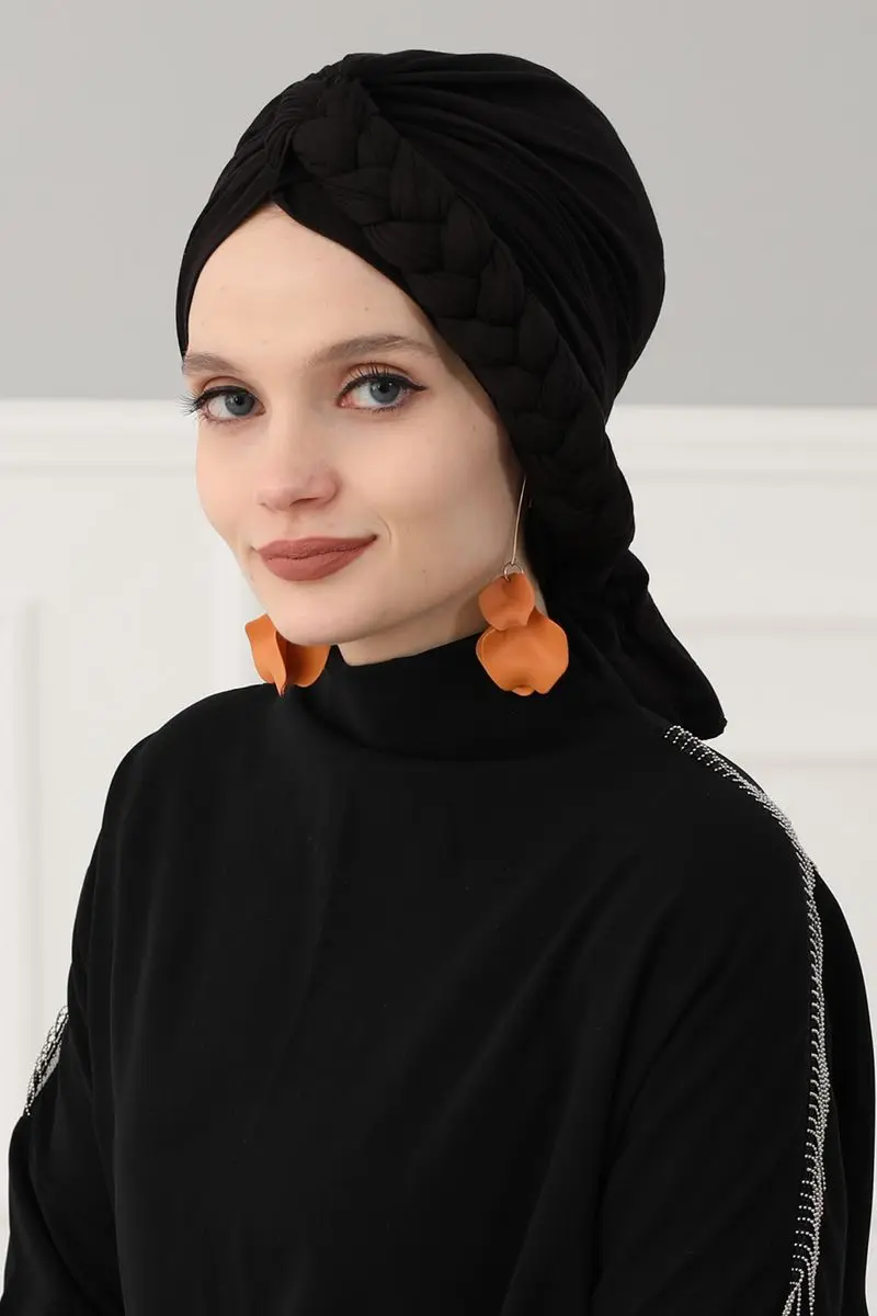 Lado trançado penteado osso preto