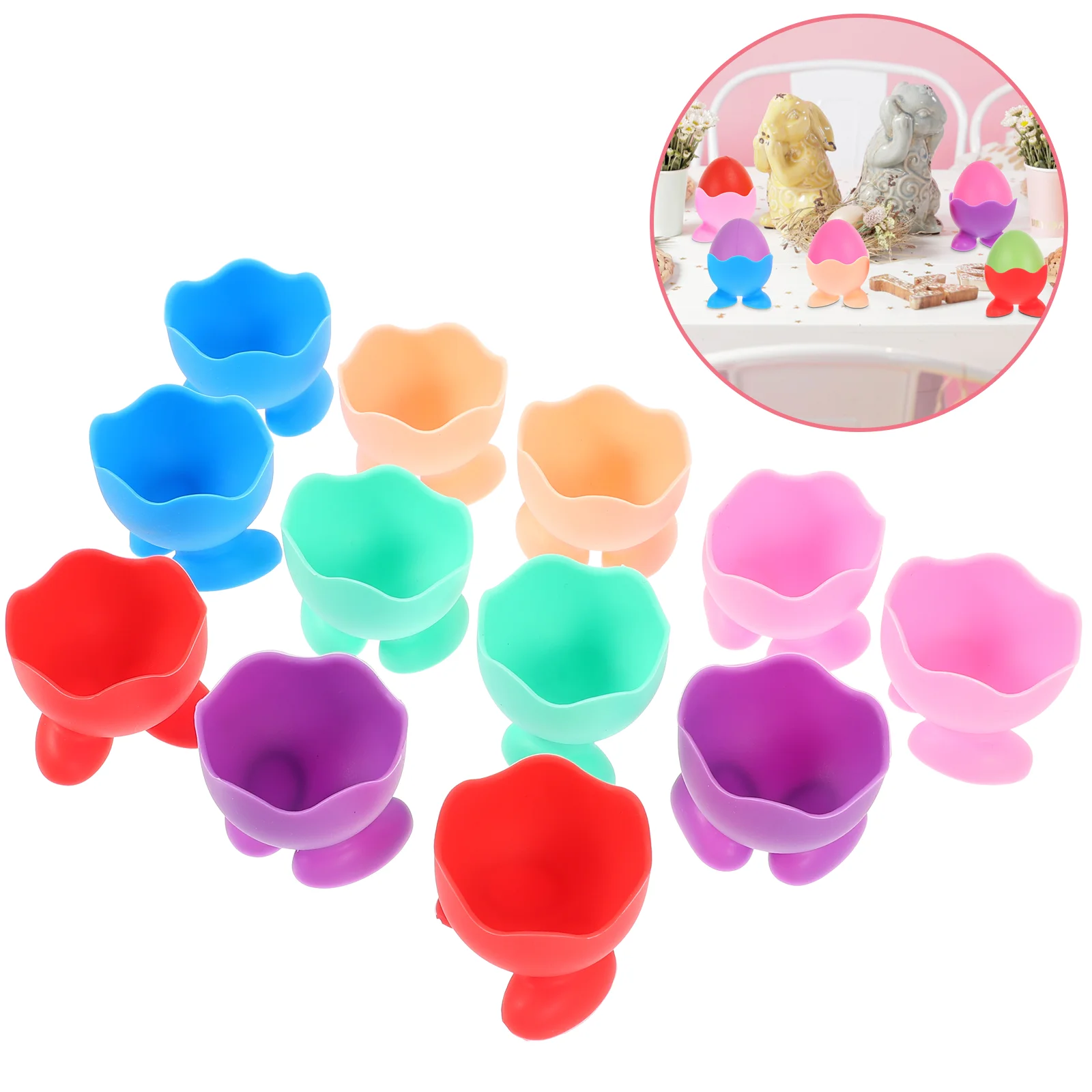 12 Pcs Storage Rack Household Silicone Egg Tray Child Eggs Easter Cups Breakfast Maker Silica Gel Supporting