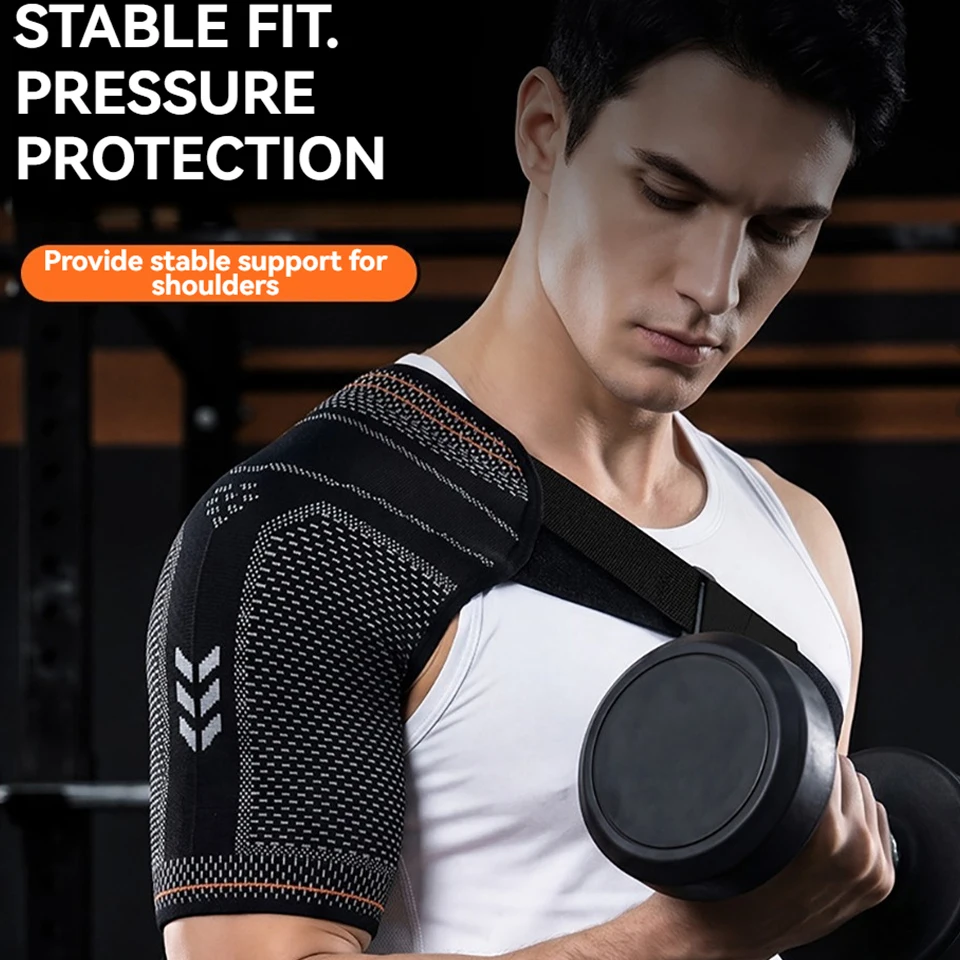 Shoulder Support Brace Adjustable Compression Strap Sports Breathable Knitted Design Sweat-Absorbent Shoulder Stabilizer Gym