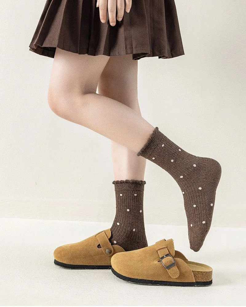 5 Paare/Set Kindersocken für Mädchen, Frühling und Herbst, weiche Baumwolle, gepunktet, Kindersocken, modische, süße, niedliche Stricksocken für Kinder, 2–12 Jahre – Detail 1