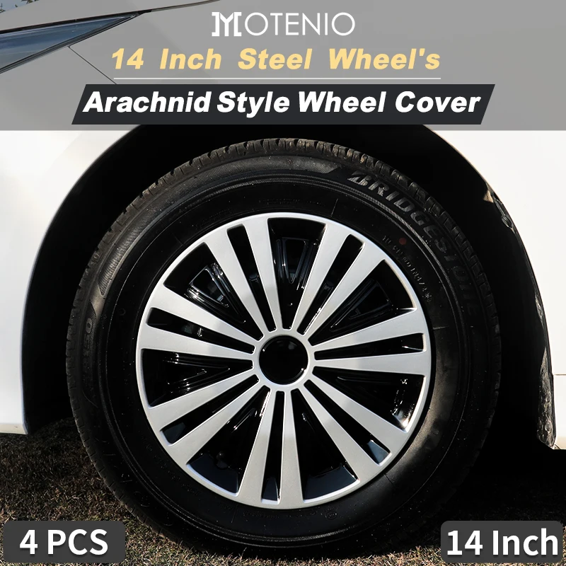 14Inch Arachnid Style Universal Hubcap R14 Wheel Covers For Cars - Set Of 4 Fits Most Cars Automobile Full Rim Cover Accessories