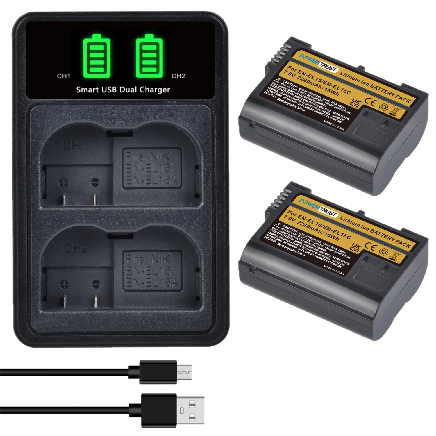 니콘 D7000 D7200 D7100 Z5 Z6 Z7 Z8 D500 D800 D750 D7500 D810 D850 용 EN-EL15C EN-EL15 배터리 및 충전기