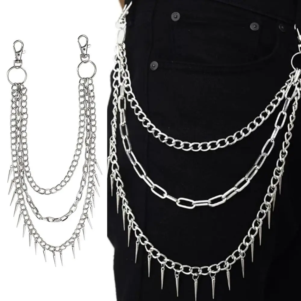 Fashion Jeans Pants HipHop Spike Pendant Chain Gothic  Link Coil Heavy Duty Waist Hook
