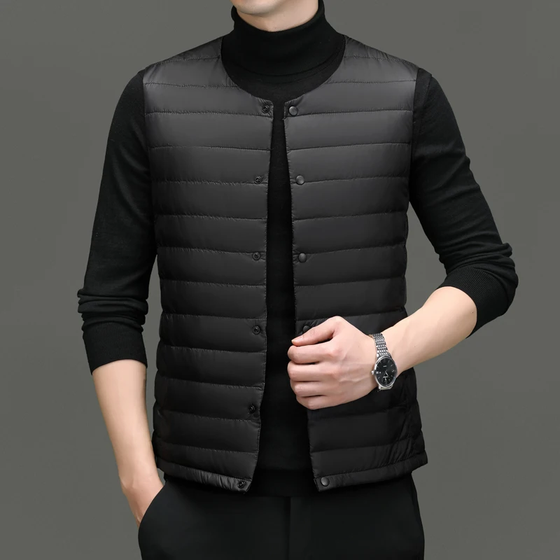 90% White Duck Down Vest Coat 2024 Men's Winter Lightweight Sleeveless Down Jacket  Casual Solid Warm Vest