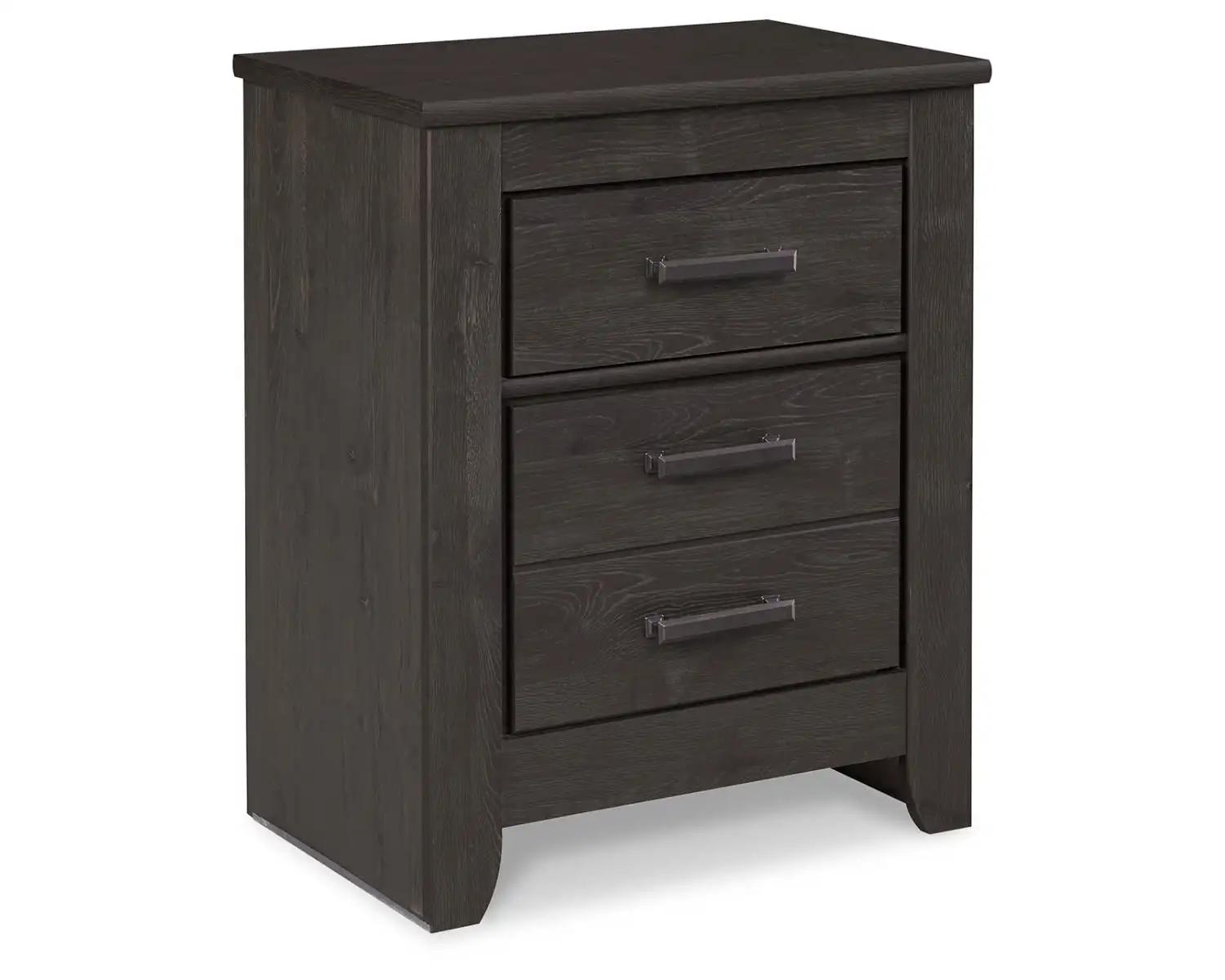 

Casual 2 Drawer Nightstand Charcoal Dark Charcoal Finish Over Replicated Oak Grain 2 Smooth Gliding Drawers