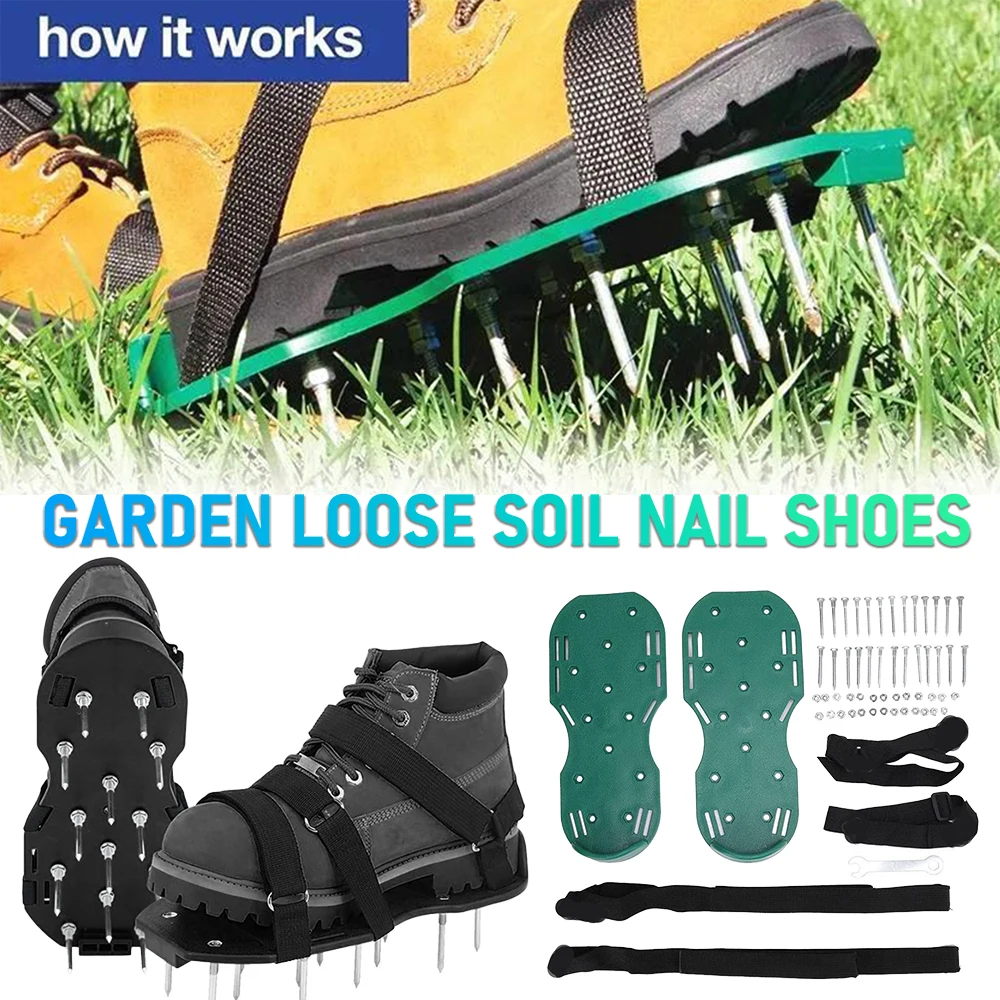 1 Pair Lawn Aerator Shoes Gardening Aerator Sandals with Adjustable Strap Lawn Aerator Tool Anti-Slip for Aerating Lawn Soil