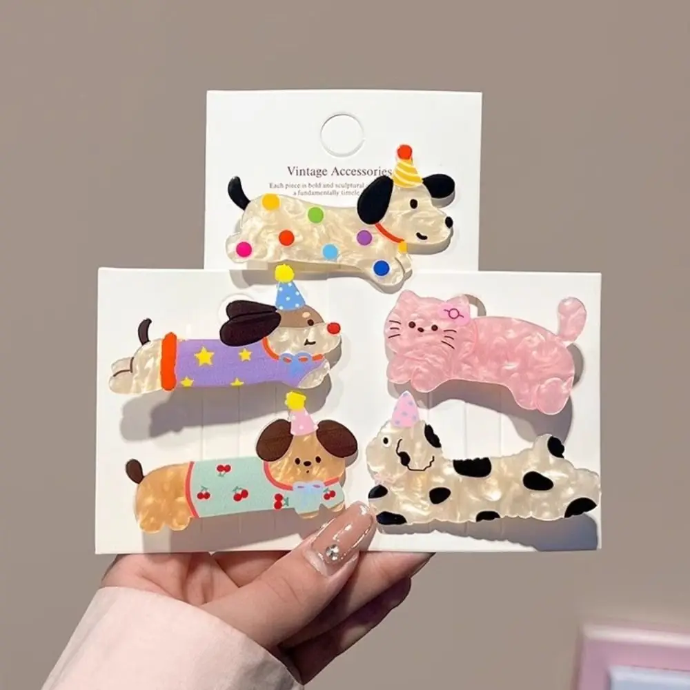 

5Pcs New Acrylic Cat Hair Clip Multicolor Y2K Duckbilled Clip Simple Hair Accessories Headwear