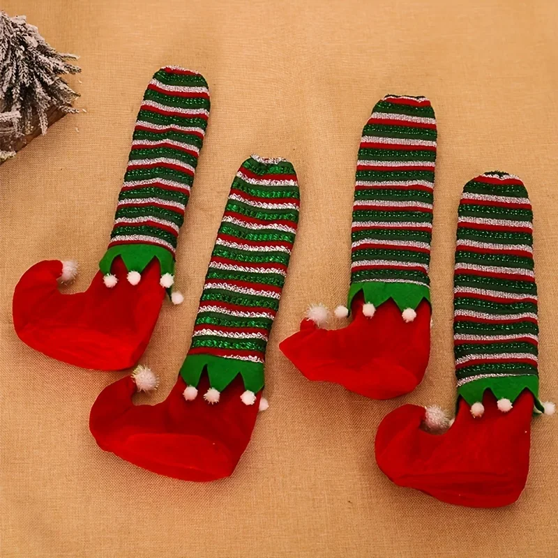 Chair Legs Christmas Decor Floor Protectors Christmas Party Supplies Table Feet Sleeves Table Feet Covers Stripe Boots