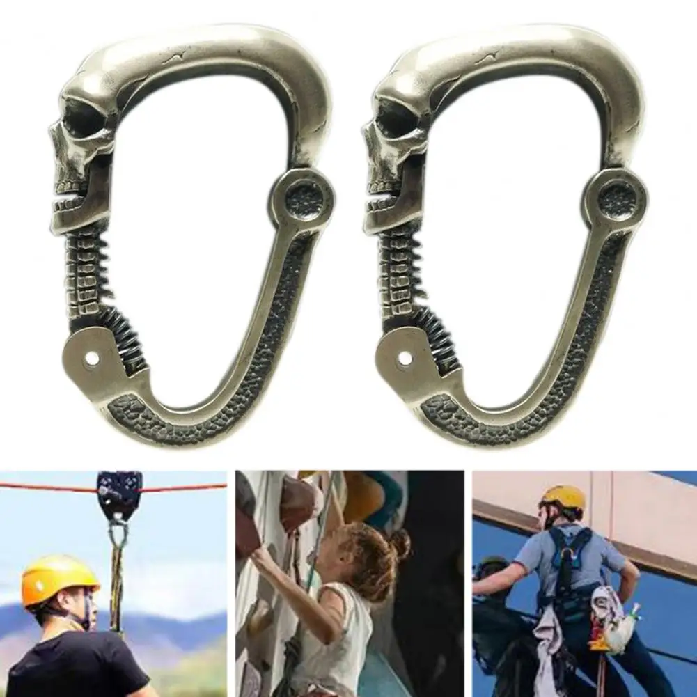 

Skull Carabiner with Articulated Cervical Column Clasp Stainless Steel Outdoor Hiking Backpacking Snap Hook Buckle Clip