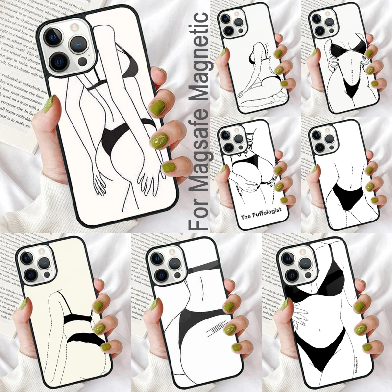 

Мягкий чехол для телефона Woman Body Line Art для iPhone 17 Air 16e Pro max 15 Pro 13 14 Plus 11 12 MagSafe Magnetic Coque