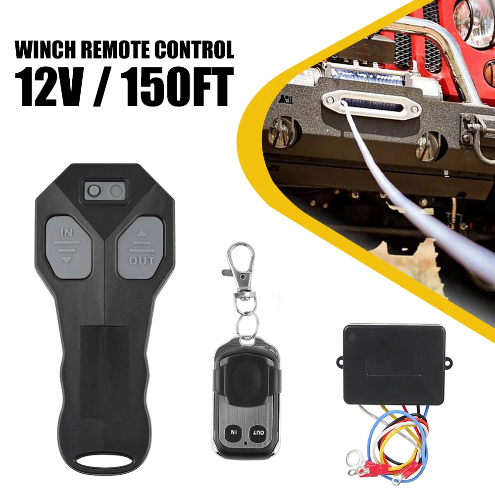 

Wireless Winch Switch Controller Remote Control Handset 150ft 12 Volt for 4x4 vehicles ATV UTV SUV Jeep Trailer Lift Jack Boat