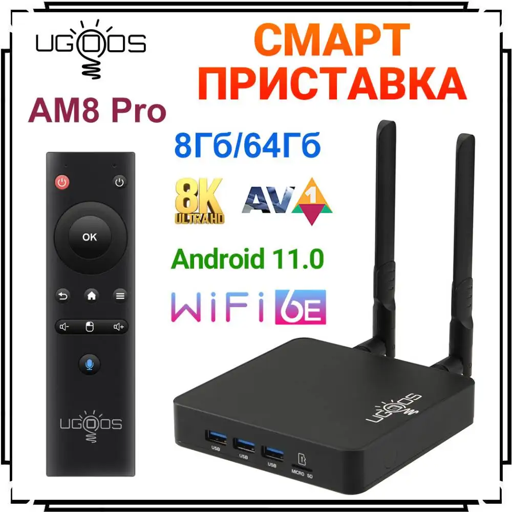 UGOOS AM8 PRO Smart Media Player Android 11 TV BOX Amlogic S928X-J LPDDR4 4G 32G 8GB 64GB Wifi6 1000M Set Top Box Android 11.0