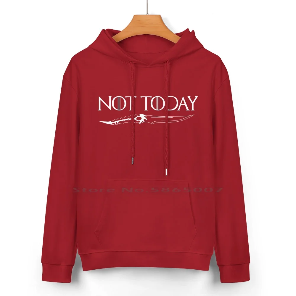 Not Today Pure Cotton Hoodie Sweater 24 Colors Not Today Thrones Game Arya Fantasy Tv 100% Cotton Hooded Sweatshirt For Women