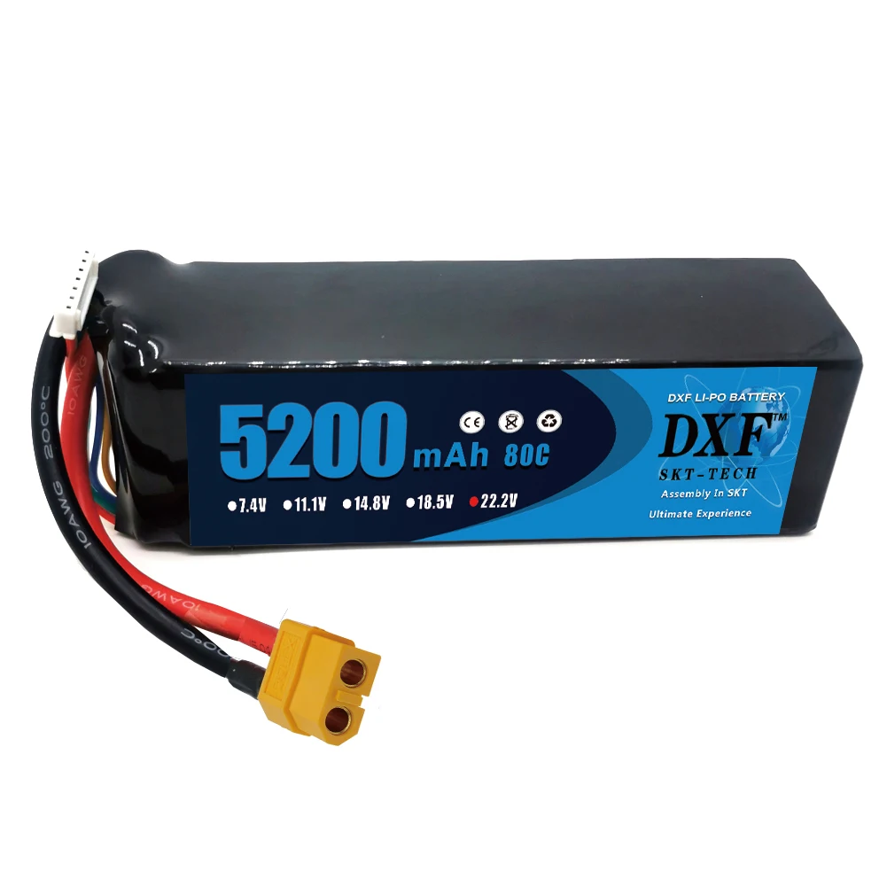 DXF Lipo Battery 6S 22.2V  3500mAh 4200mAh 5200mAh 7000mAh 10000mAh 80C 100C For RC Helicopter Drone UAV FPV Boat Tank Truck CAR