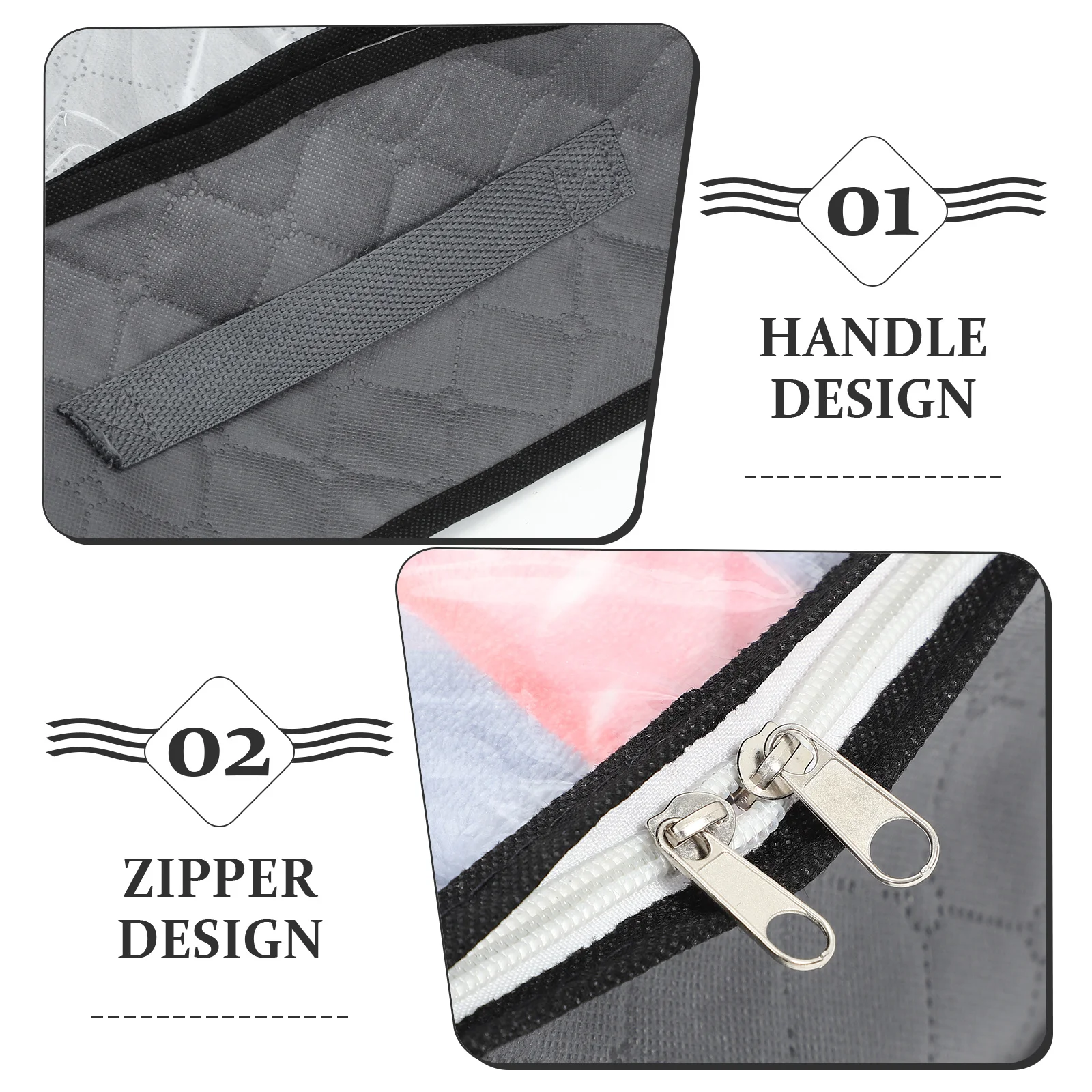 

2Pcs Under Bed Storage Bags Wear Resistant Canvas Clothes Storage Containers Zippered Quilt Organizer Heavy Duty Handles