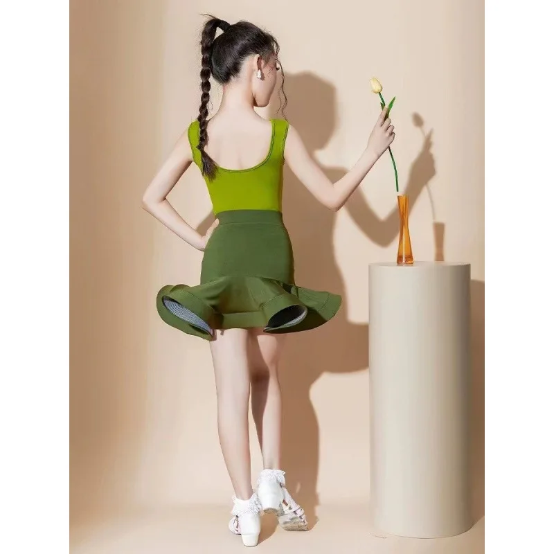 تنورة الرقص اللاتينية للفتيات الصيفية الراقية لممارسة الأطفال وتدريبات الأداء #2