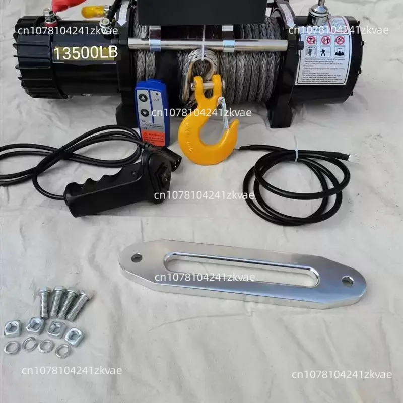 13500 lb 12V/24V Electric Winch for Car Trailer Ropes, Towing Belts, with Remote Control