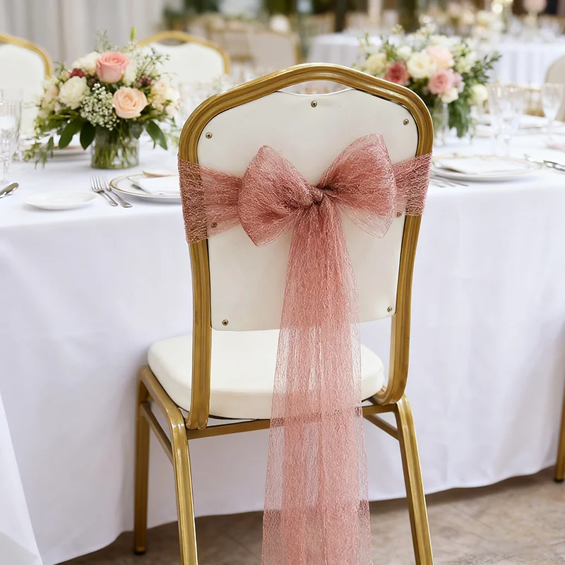 12pcs Lace Chair Sashes With Bow For Wedding Chair Back Decor, Decorative Ties For Ceremony Reception Bridal Shower Party Decor