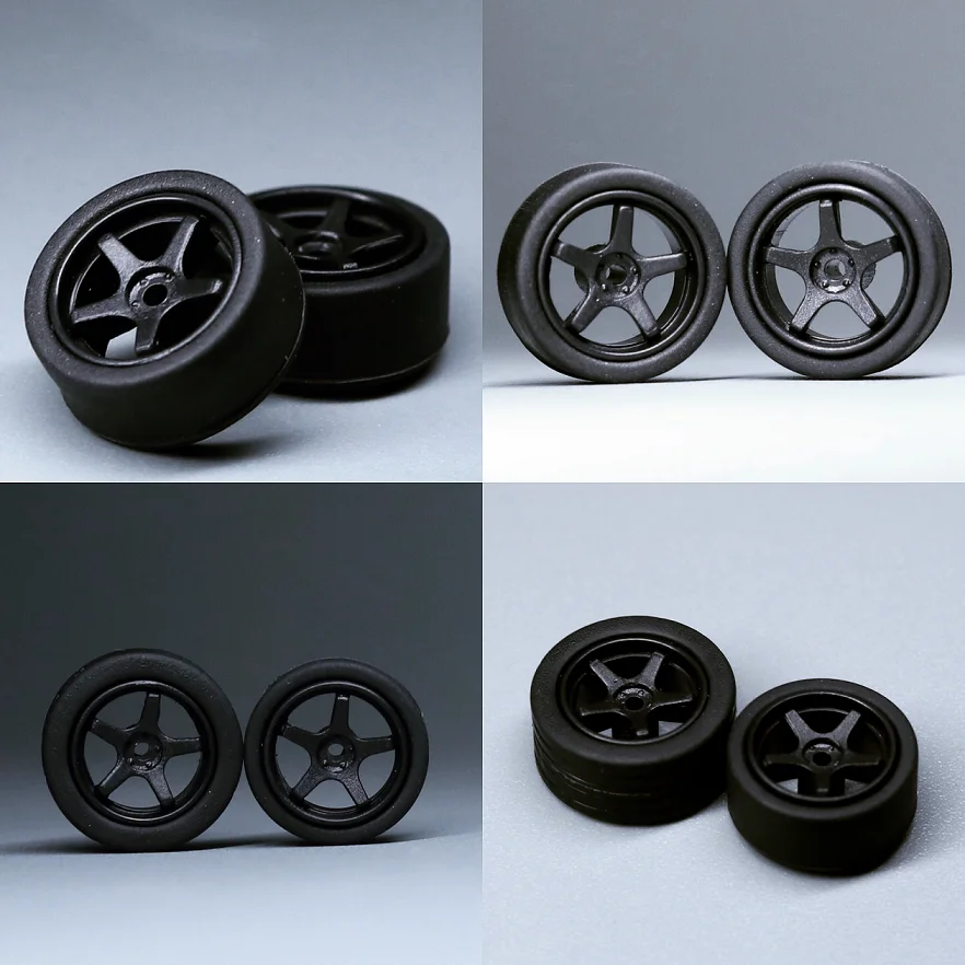 

SpeedCG 1/64 ABS Wheels with Rubber Tire Type O Modified Part Front 10mm Rear 11mm For Model Car Vehicle Toy Hotwheels Tomica