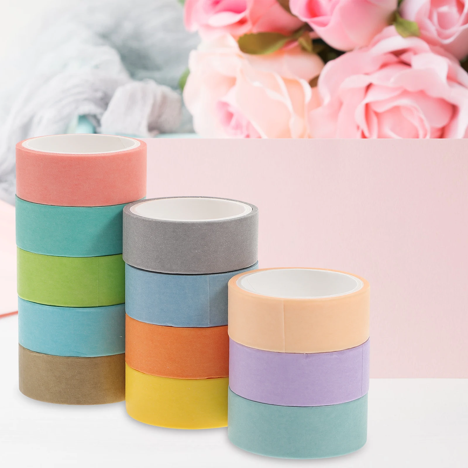 

24 Pcs Macaron Tape Color Pastel Adhesive Washi for Scrapbooking Journaling Pipeline